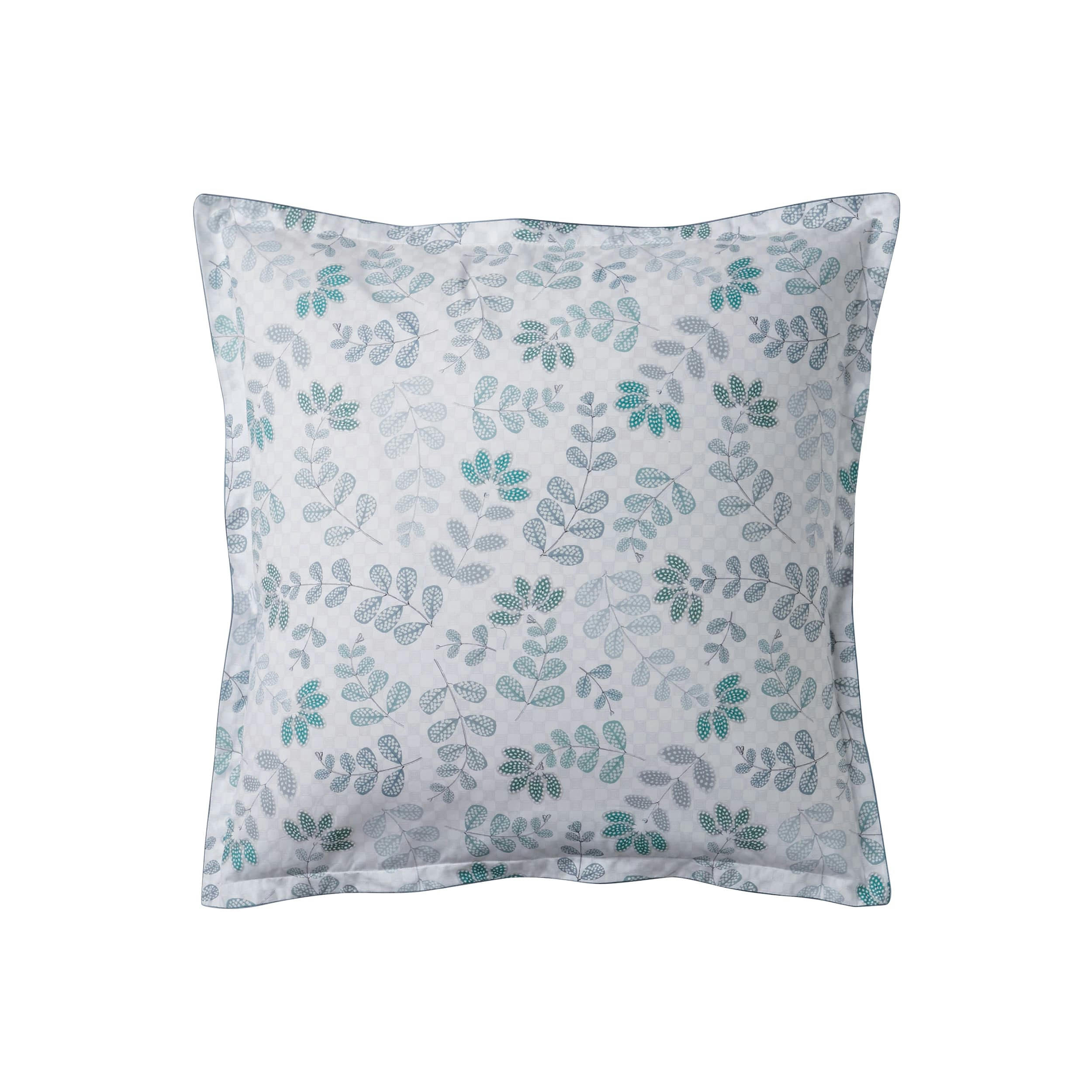 GRIGRI - Taie d'oreiller en percale de coton bleu lagune 65x65