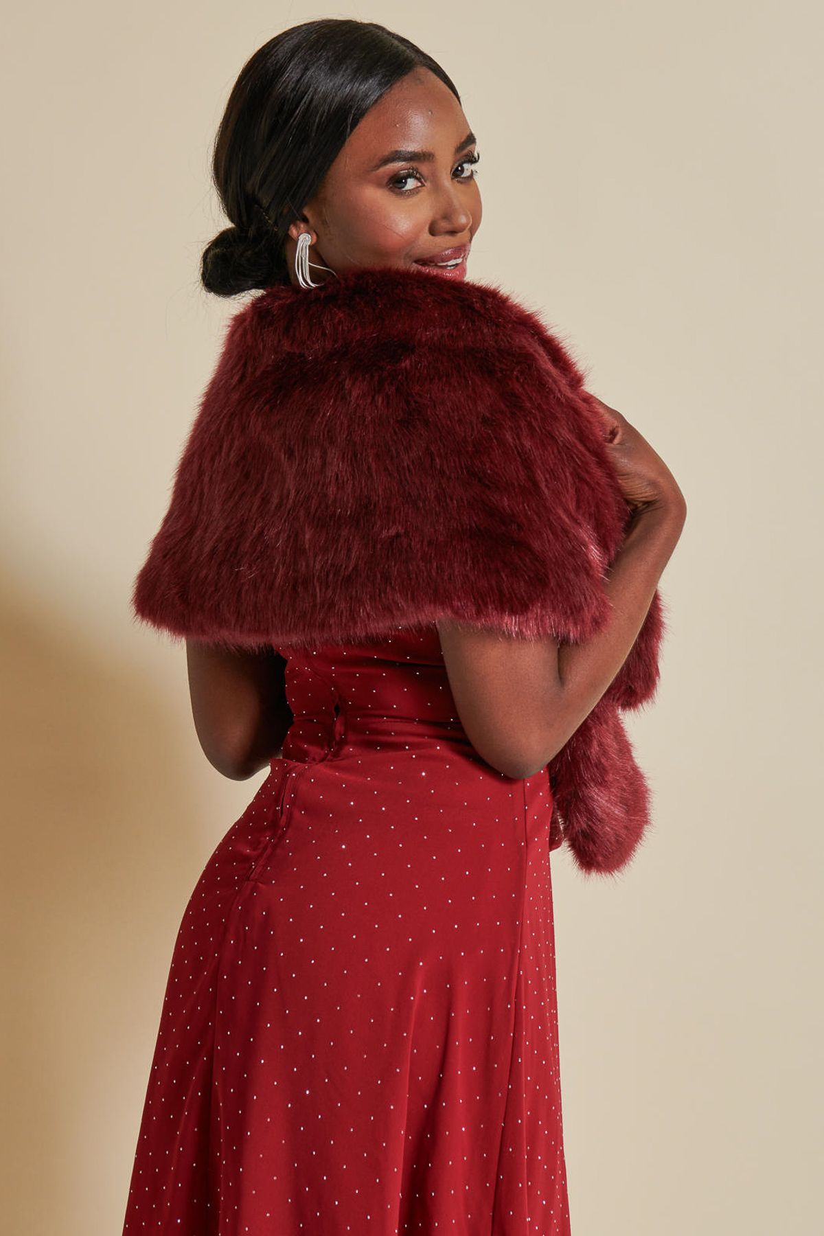 Jolie Moi Faux Fur Wrap Cover Up