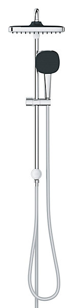 Colonne de douche sans robinetterie avec douchette   pommeau   flexible   barre, chrome carré, Grohe Vitalio Start 250
