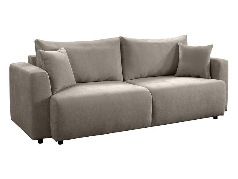 Sofa trzyosobowa Zonte rozkładana z pojemnikiem szenilowa brązowa