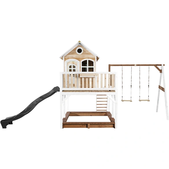 Kinderspielhaus »Liam«, BxHxT: 613 x 291 x 277 cm, Holz, braun/weiß/grau