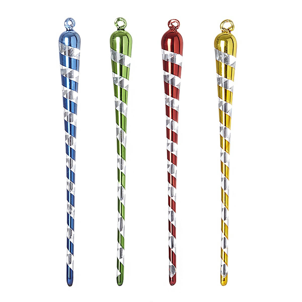 NOËL - 4 suspensions de noël pop glaçons jaune bleu vert et rouge