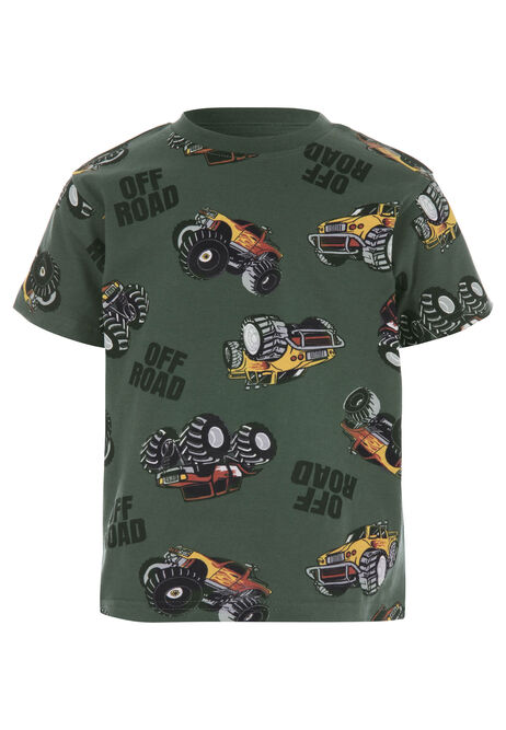 Younger Boys Green Monster Truck T-Shirt