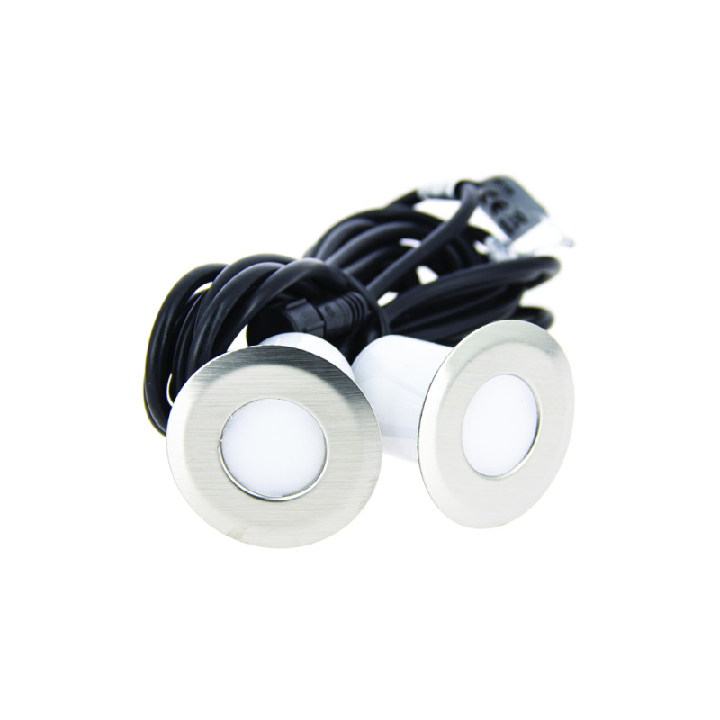 Spot extérieur à encastrer LED 4000 K chrome 0,8 W 2 pièces XANLITE