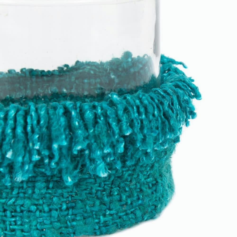 OH MY GEE - Bougeoir en verre et cotton aqua 15x15