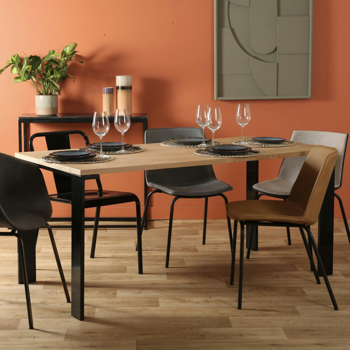 SHELBY - Lot 2 chaises simili gris