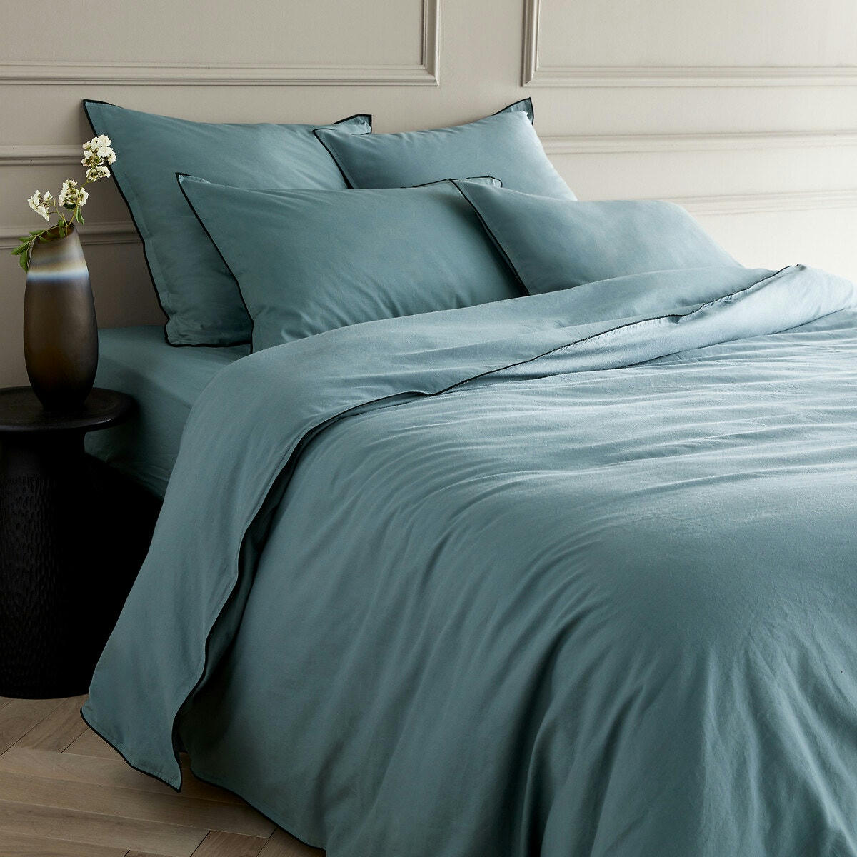 Housse de couette en voile de coton lavé, Gypse