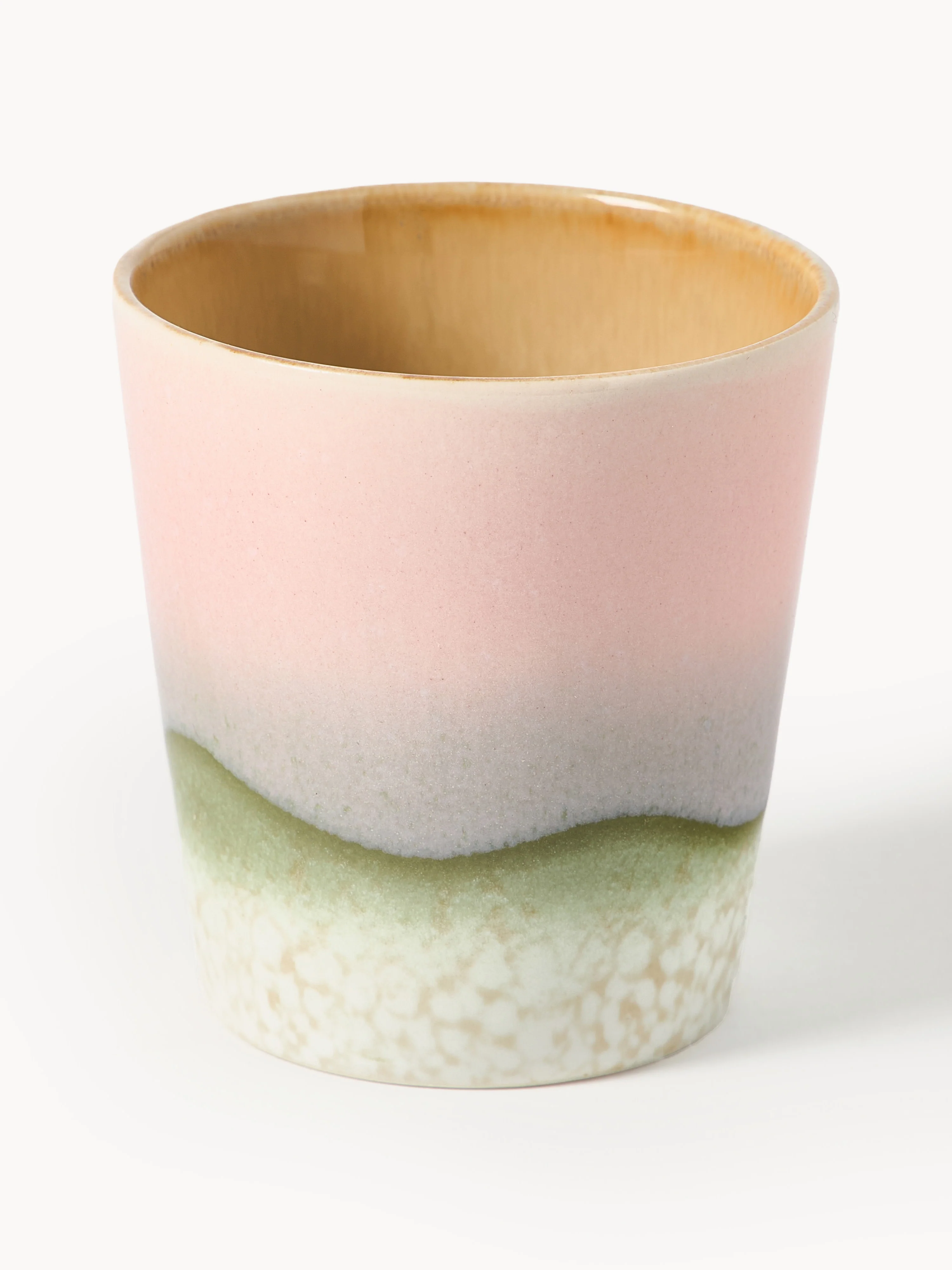 Handgefertigter Becher 70's mit reaktiver Glasur