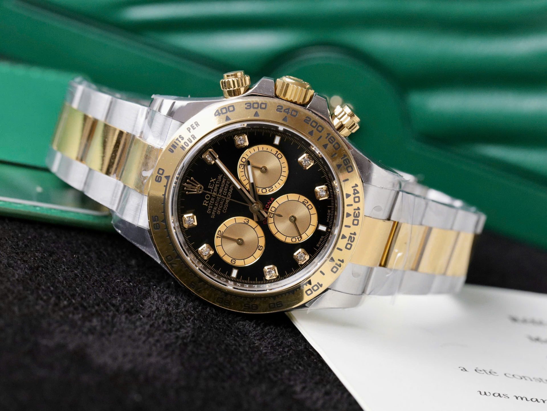 Rolex Daytona 126503 SS/YG Plated Black Dial CZ Diamonds 40mm Oyster Super Clone