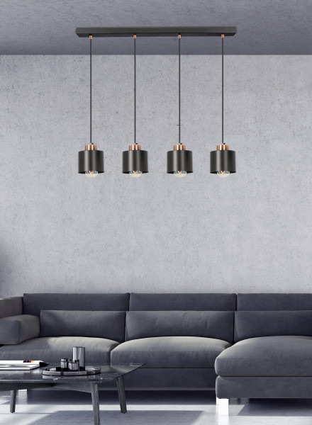 Lampa wisząca czarna-mosiądz OLENA 4xE27x60W wym: 100x75x12 cm Candellux