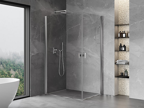 Mexen Mist-B Duo cabine de douche battante 95 x 80 cm, transparent, chrome - 8A2-095-080-01-00