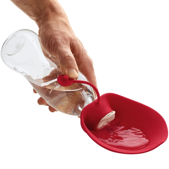 Trinkflasche, für Hunde, Silikon/Kunststoff, rot