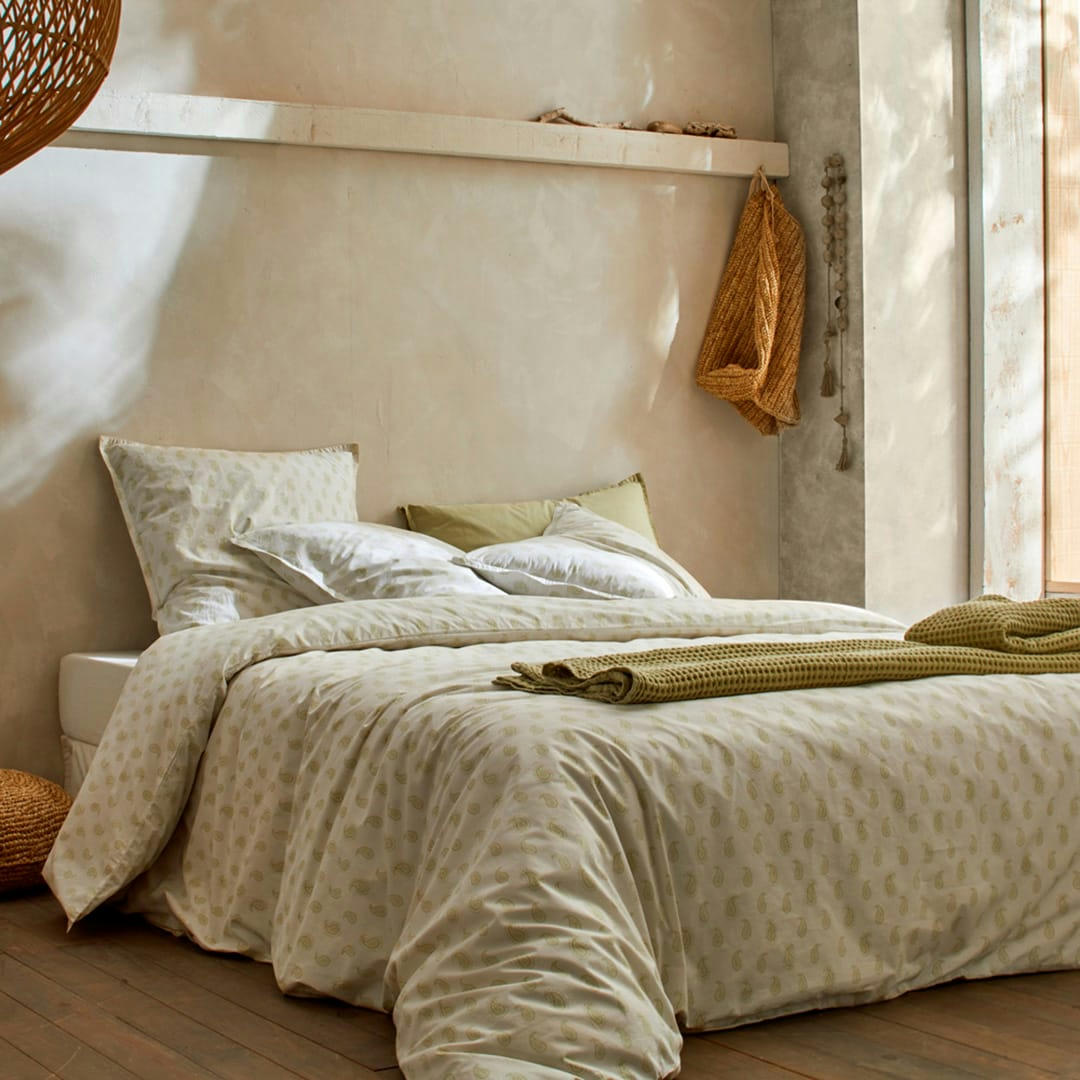 FN SARI ECUME - Housse de couette en percale de coton organic  155x220 cm jaune