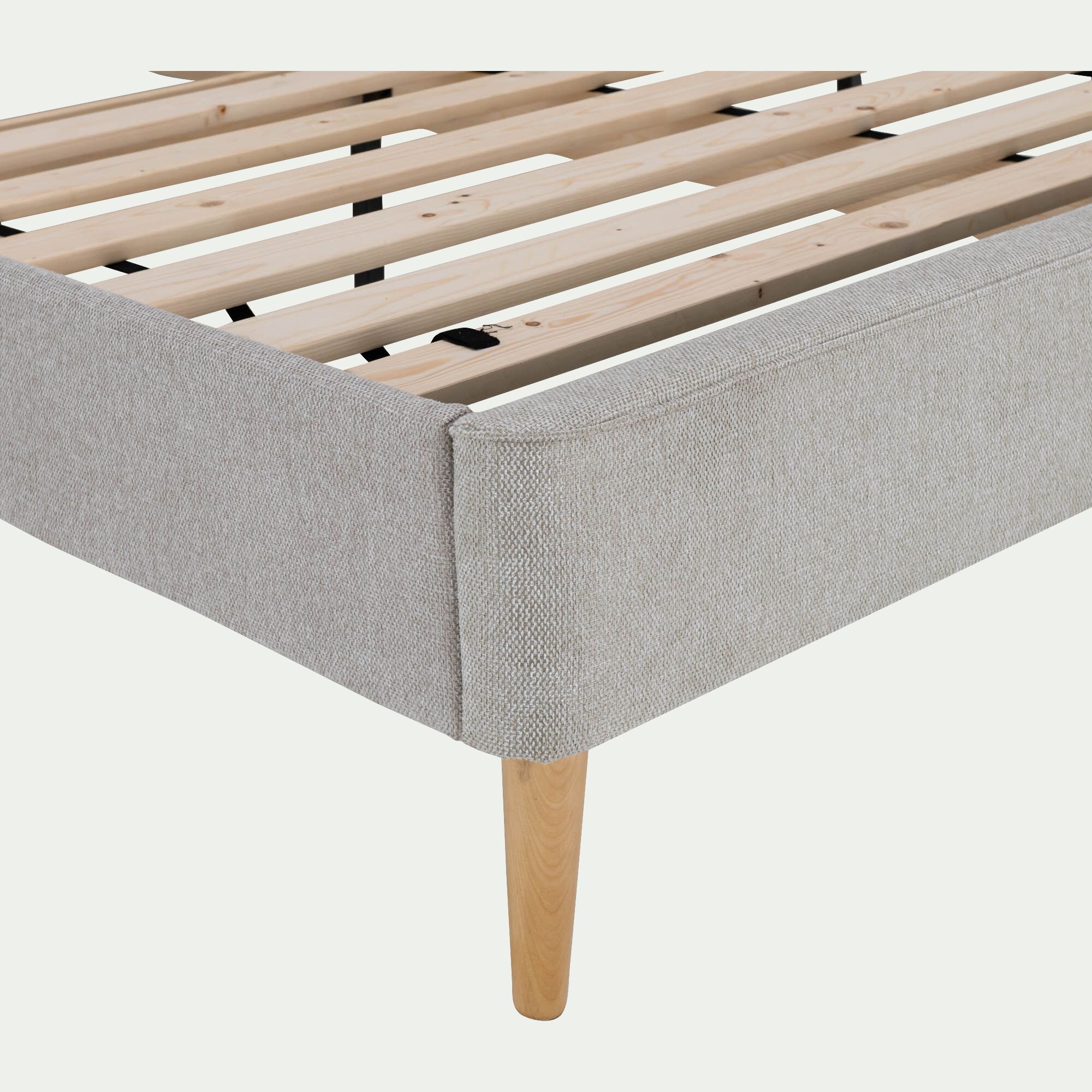 MARLO - Lit 2 places avec tête de lit en tissu 160x200cm - gris