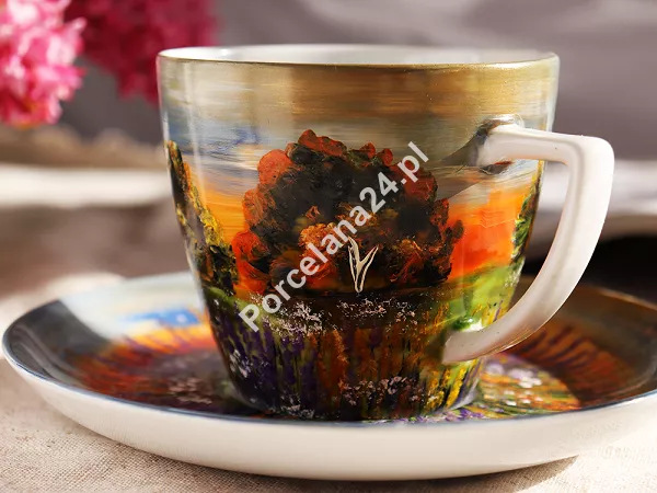 Filiżanka ze spodkiem 0,35 L / 17 cm ręcznie malowana - Polana Jesień (6) DA.FS35-6