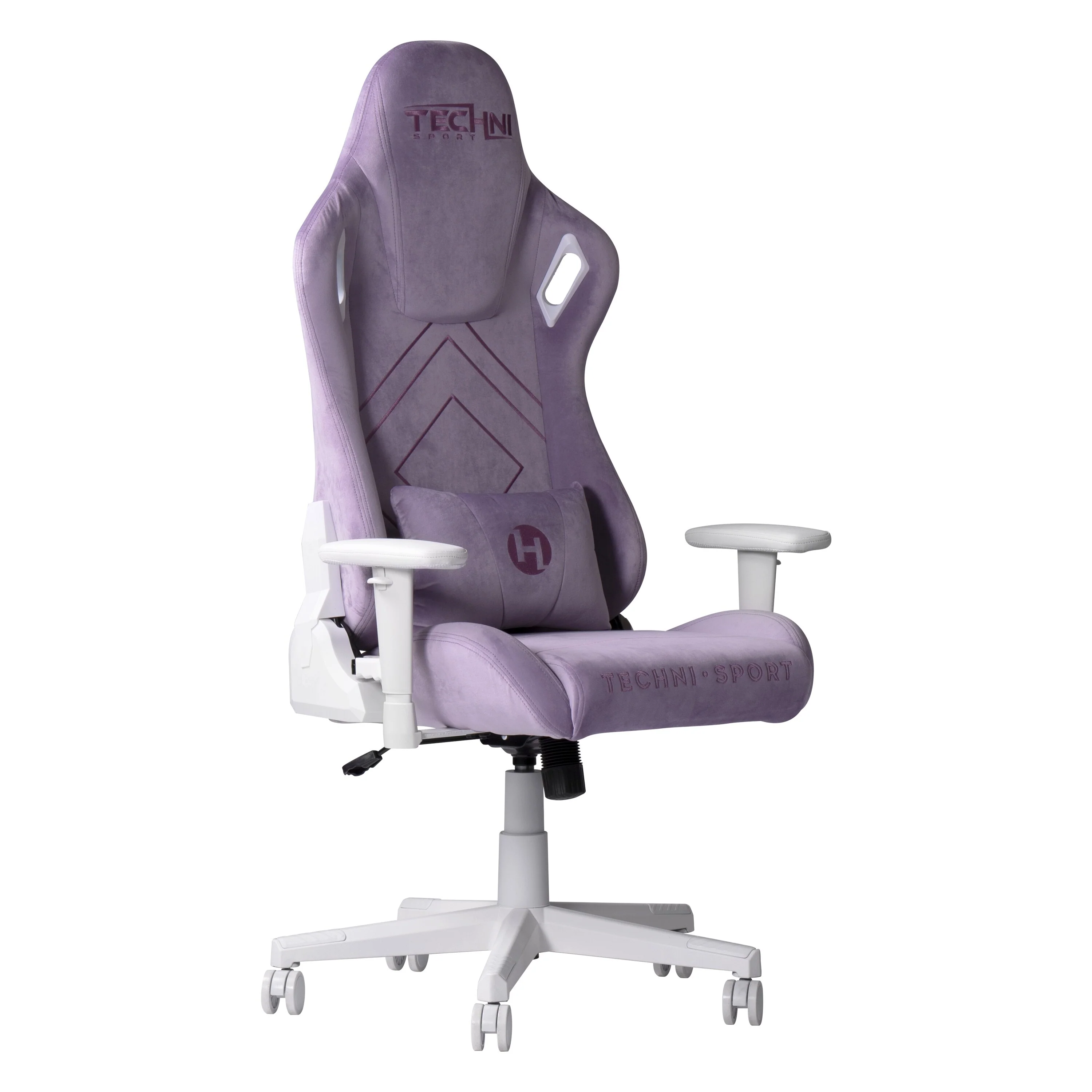 Ergonomic Velvet Gaming Chair with Memory Foam, Adjustable Height & Reclining Backrest - Purple