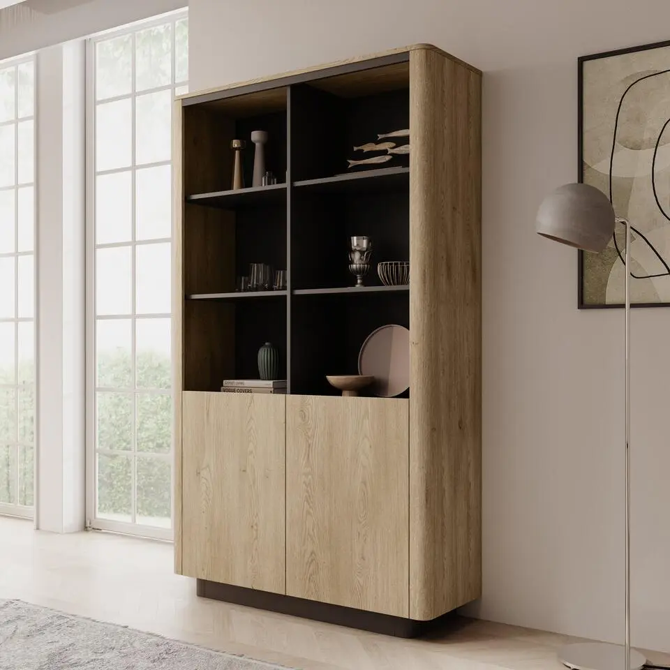 Meubella - Taywan - Boekenkast - Eiken - 113x38x190 cm