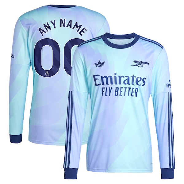 Arsenal adidas Originals 2024/25 Third Replica Long Sleeve Custom Jersey - Aqua