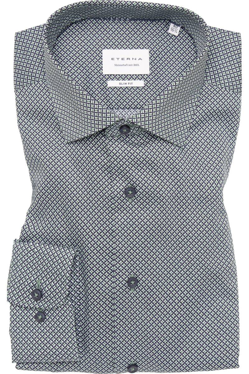 ETERNA Slim Fit Hemd grün, Bedruckt
