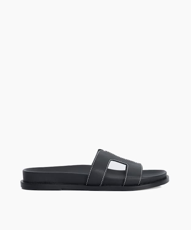 Loupas Black - Flat Cushioned Sole Sandals
