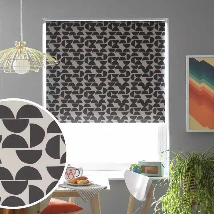 Habitat Geometric Blackout Black Roller Blind - 90cm