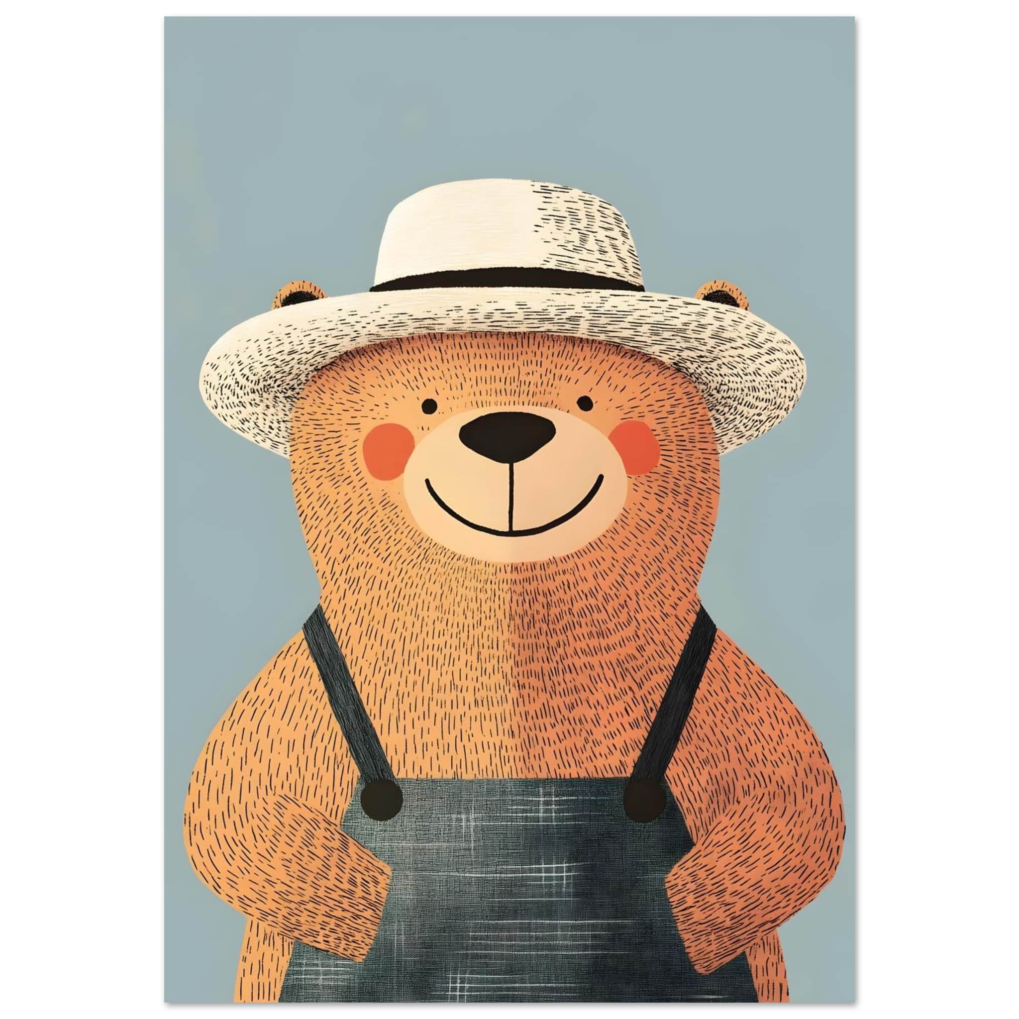 Artfulprints Poster Beer op de boerderij  - 70x100 cm - Bruin