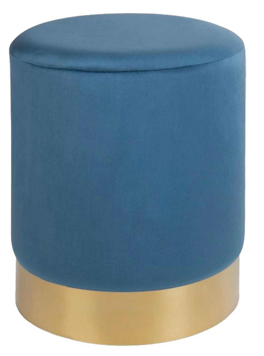 - Pouf en velours et métal doré bleu
