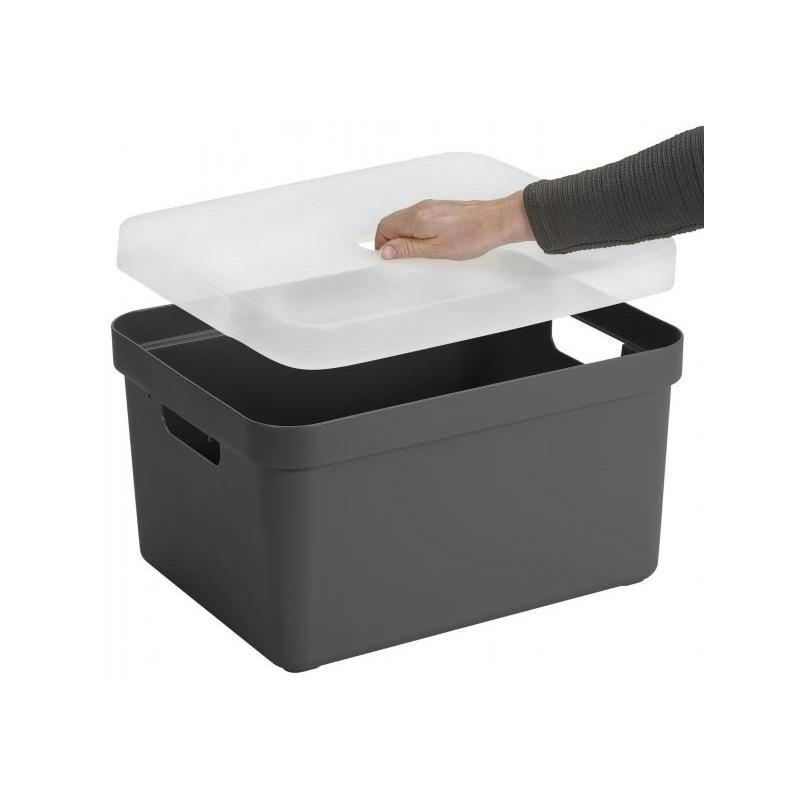 - Boite de rangement avec couvercle transparent sigma home box 32 l gris