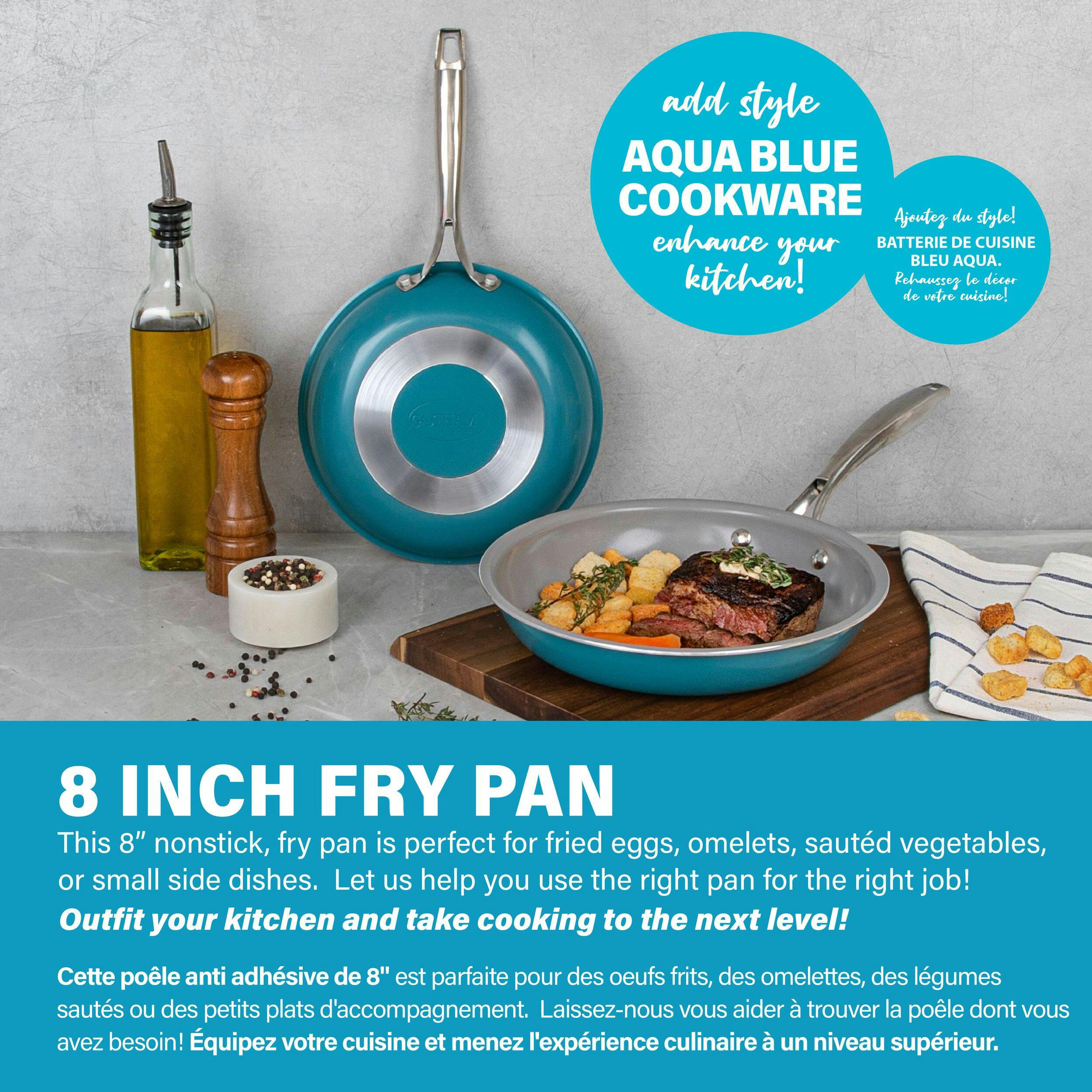 As Seen On TV Gotham Steel Fry Pan, Aqua Blue, 8-in