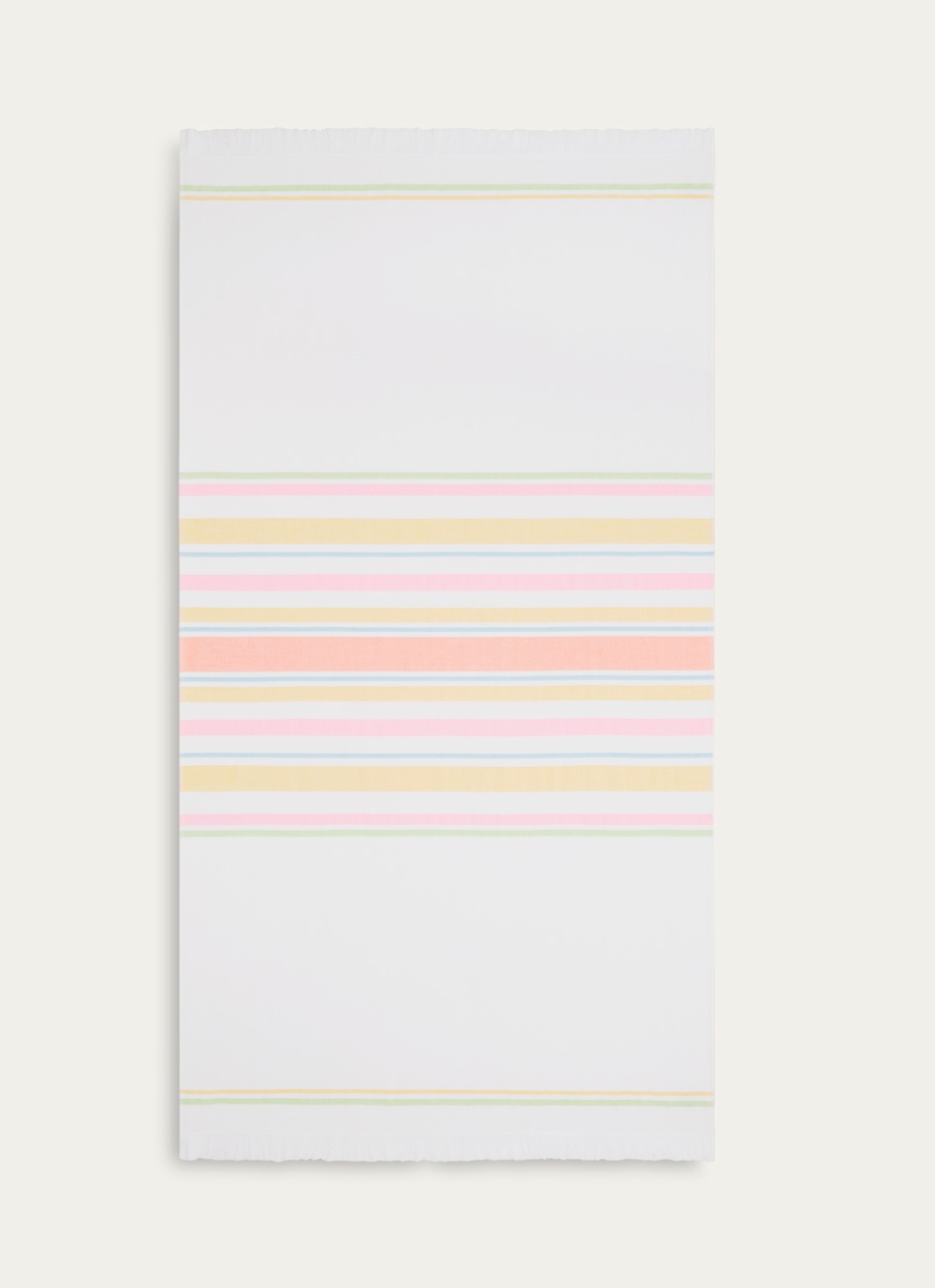 DRAP DE PLAGE FOUTA à RAYURES ET BOUCLETTE BLANC