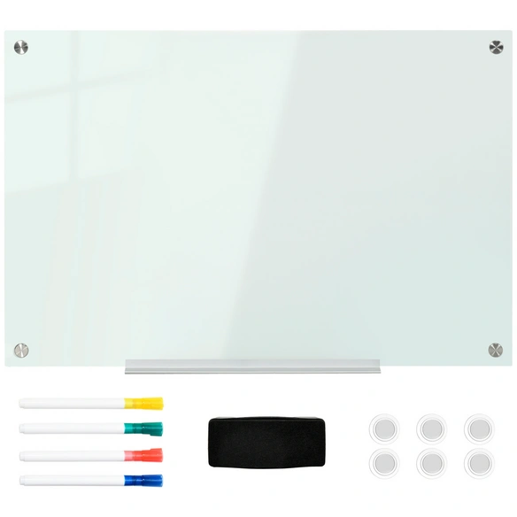 Magnettafel, 4 Stifte, 6 Magnete, 1 Schwamm, weiß