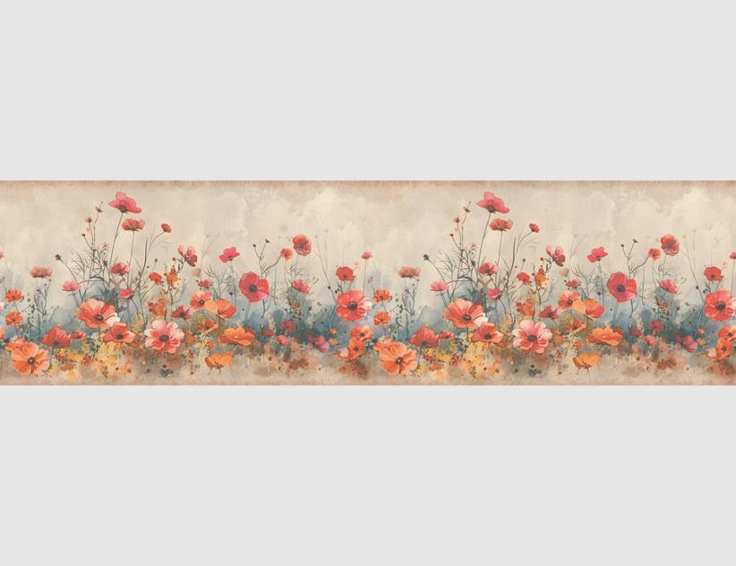 Tapetenborte Vinyl Mohnblume