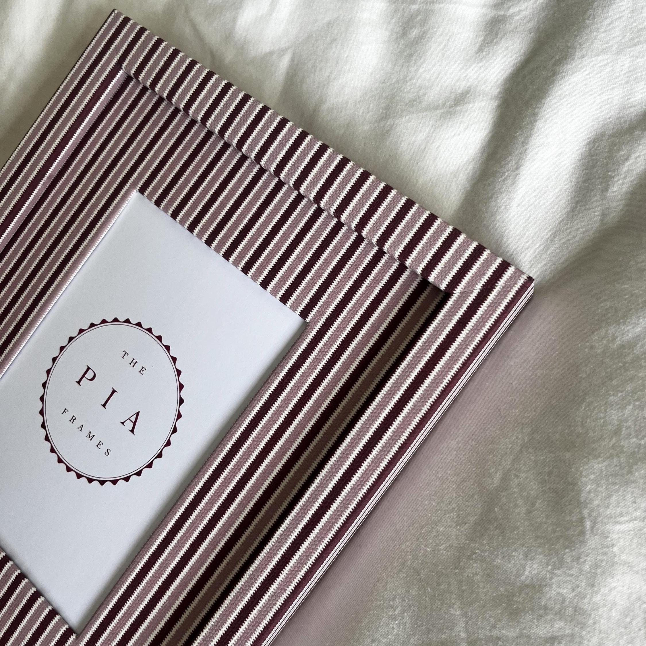 Pink & Burgundy Stripe Frame – Hand-Wrapped Picture Frame – Playful Statement Decor