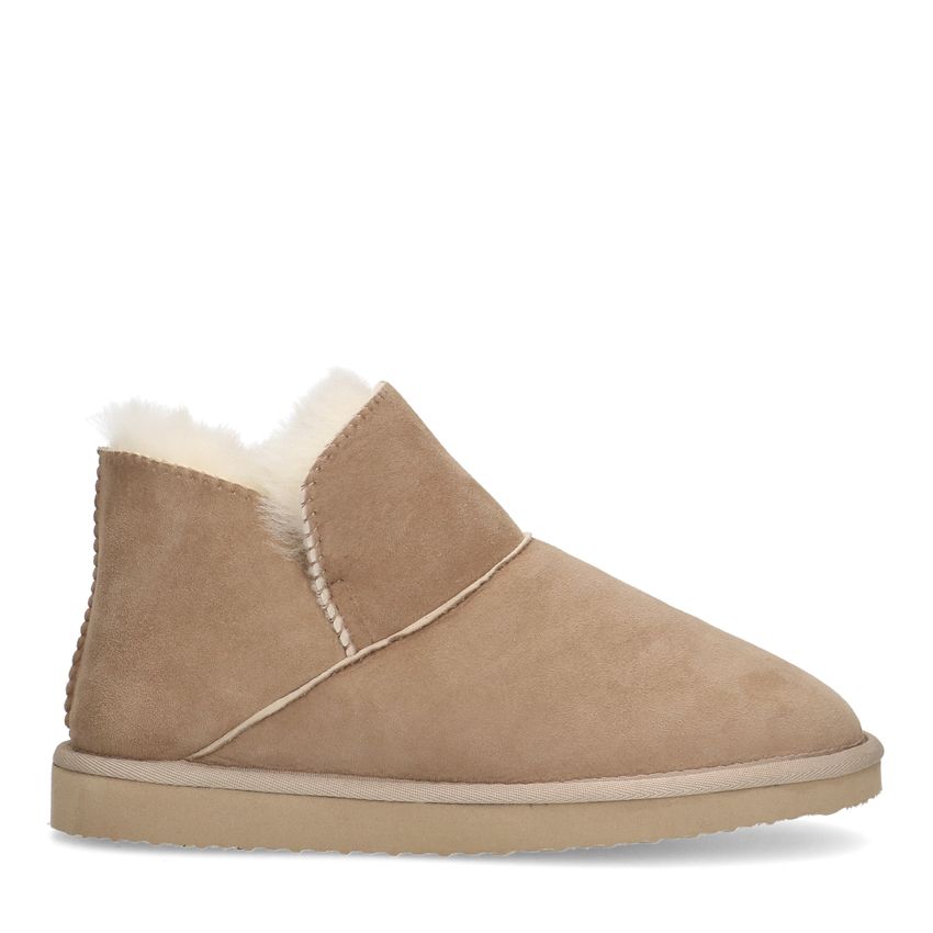 Manfield Suède hoge beige pantoffel
