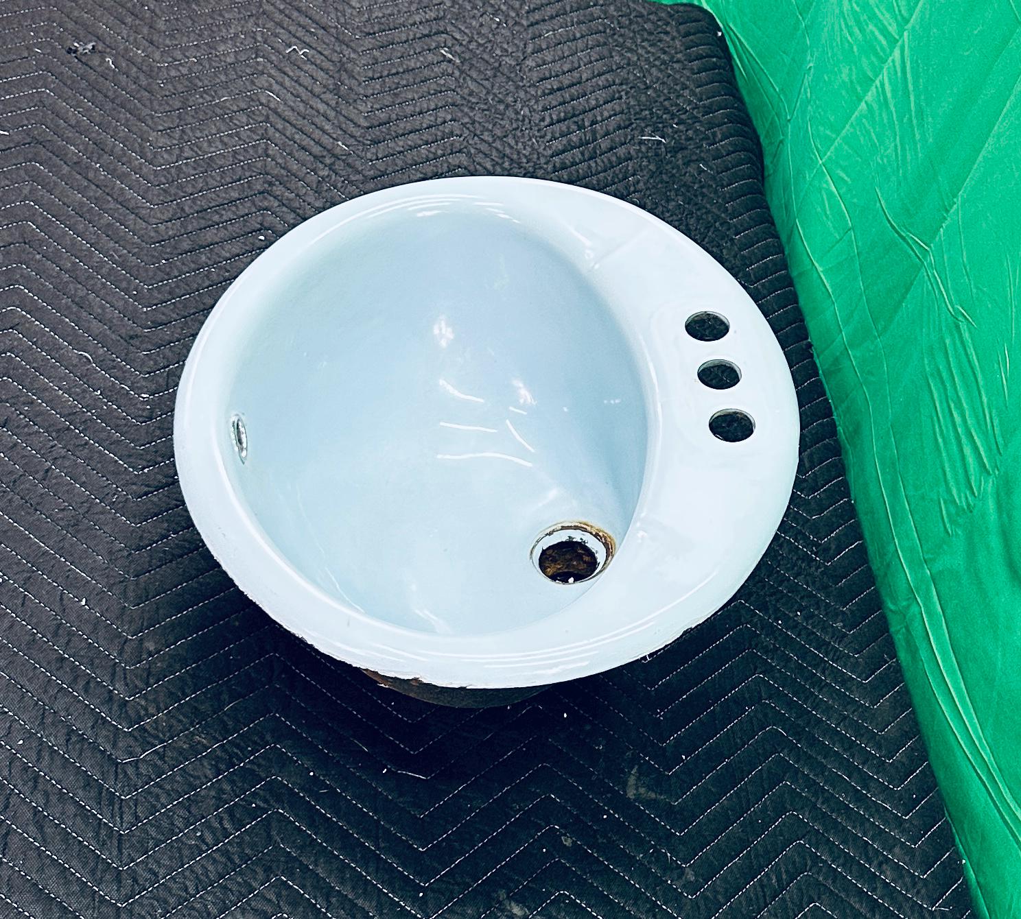 Kohler Blue Original Bathroom Sink Vanity Mount Cast Iron Vintage