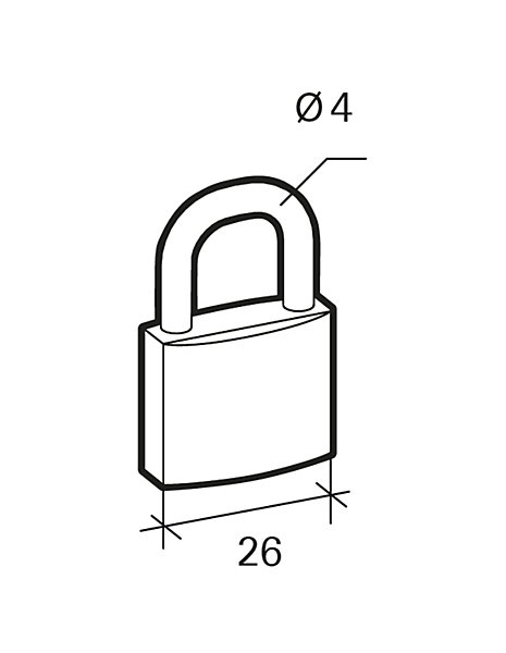 Cadenas BASIC à clé, base 26 mm, anse acier, 2 clés - SP