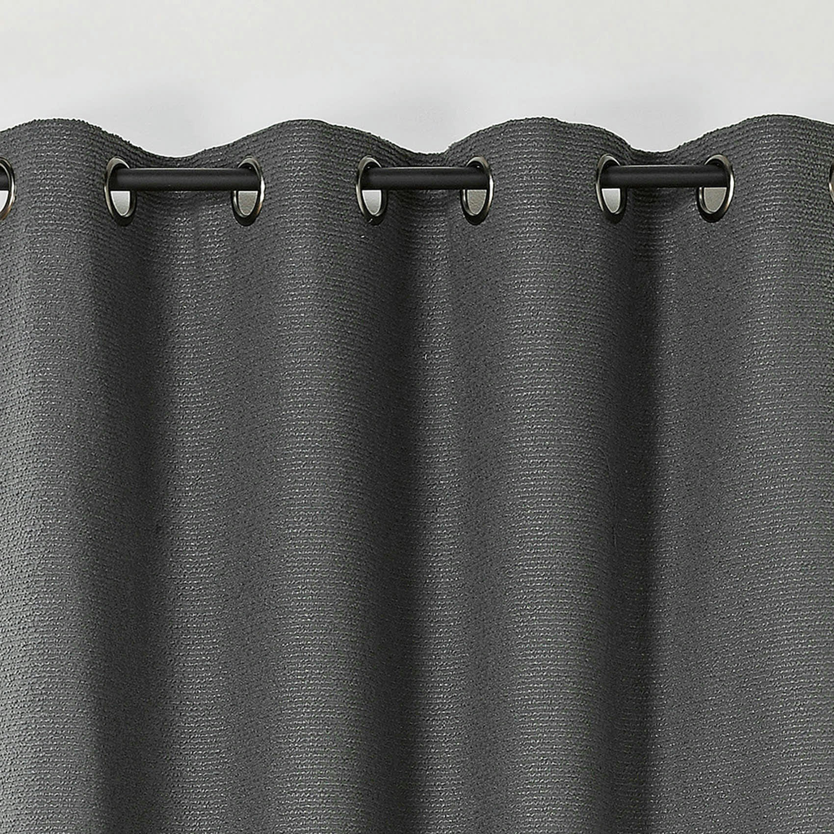 - Rideau à l'aspect texturé en bouclette coton gris foncé 140x260 cm