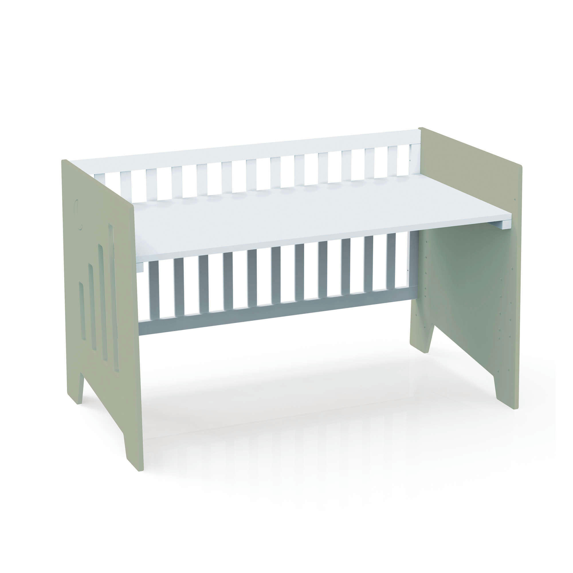 OMNI XL - Lit bébé - bureau (2en1) 70x140 cm en vert olive