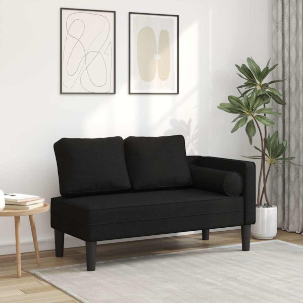 Szezlong Czarny Tapicerowany Leżanka Sofa Fotel Łóżko Tkanina