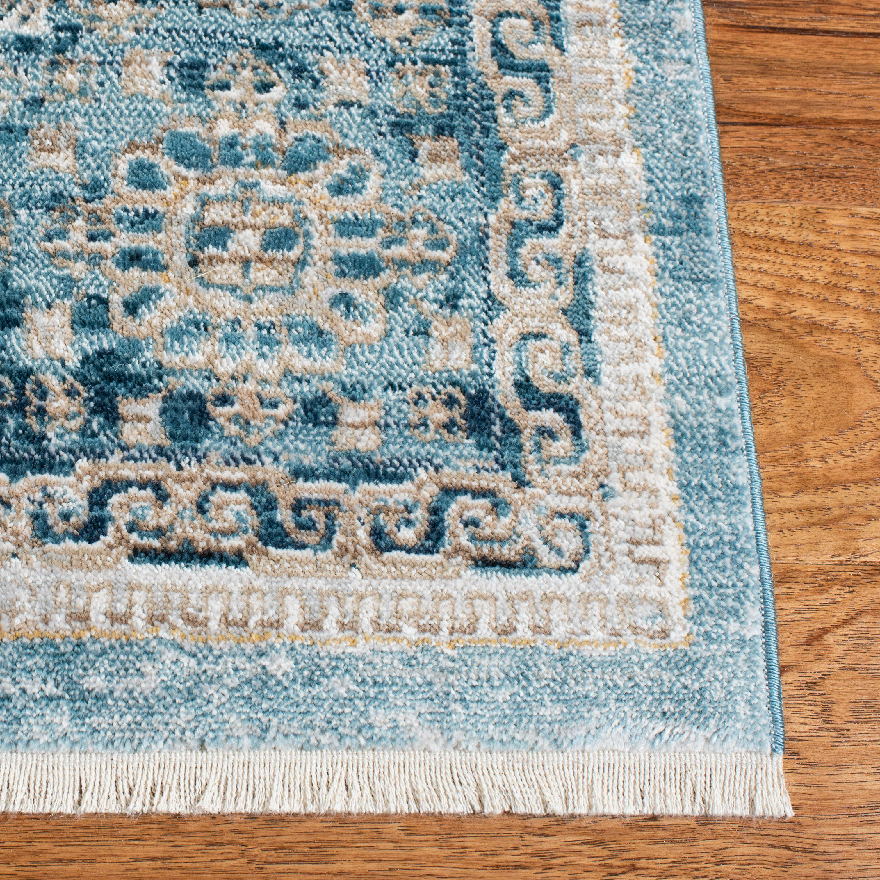 VICTORIA - Tapis de salon interieur en bleu & ivoire, 152 x 244 cm