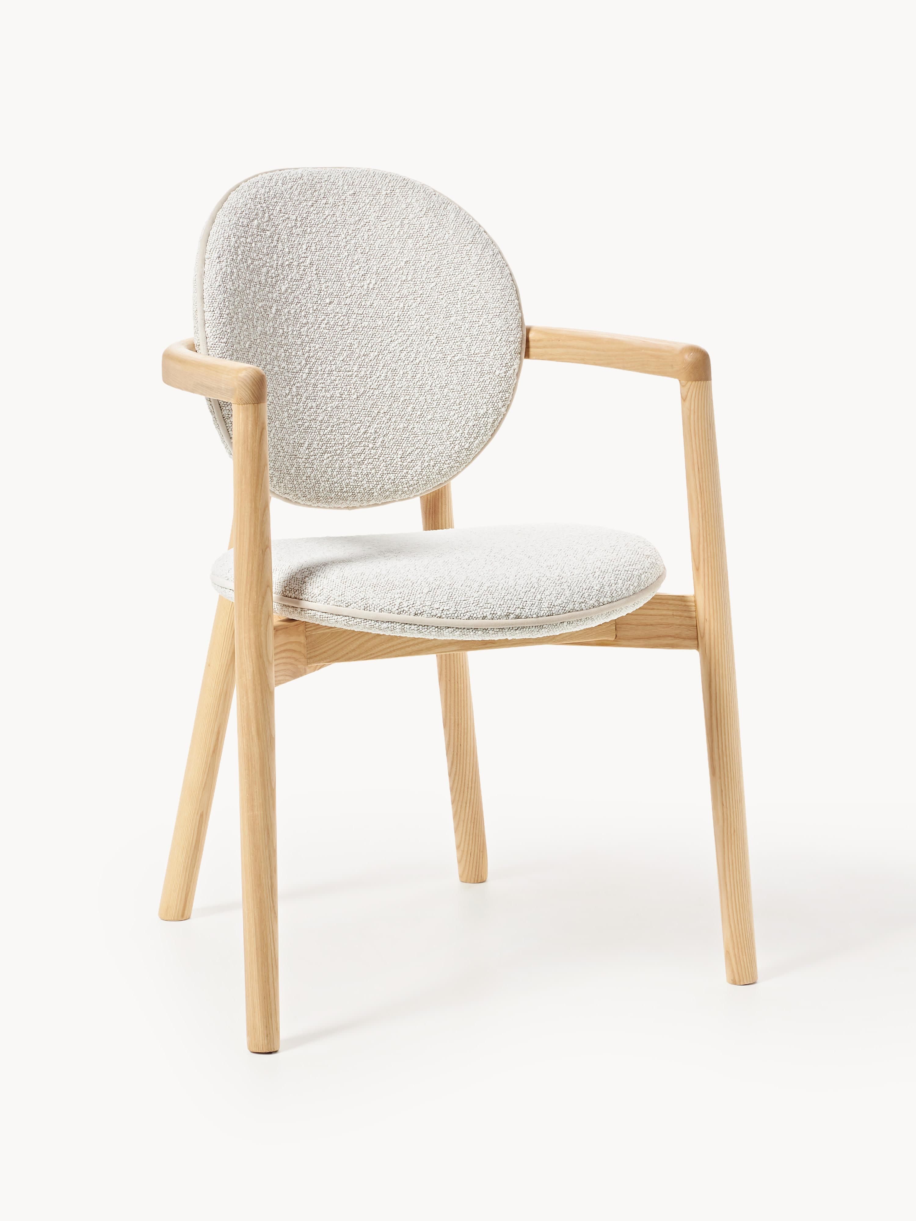 Holzstuhl Maia mit Bouclé-Polsterung