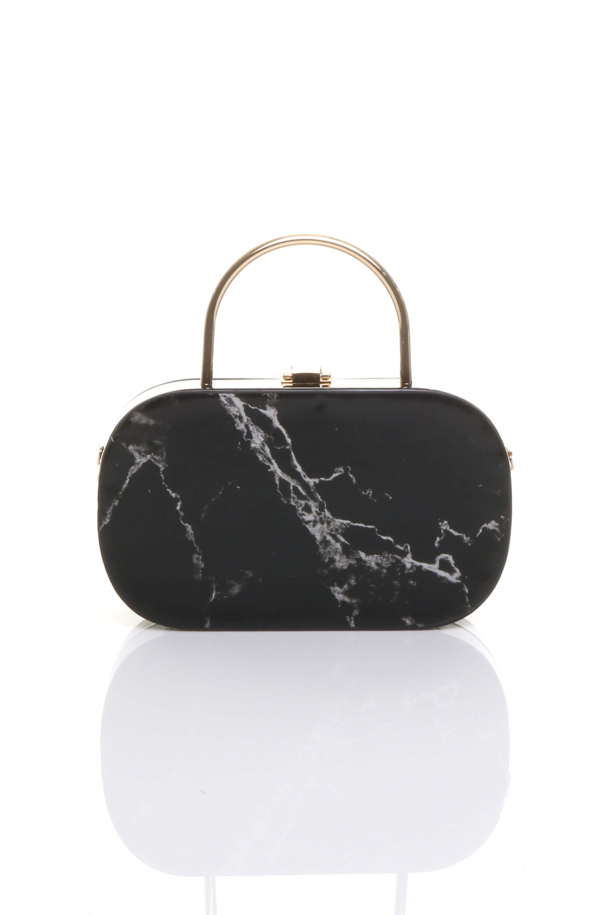 AJVANI Hardshell Evening Marble Gold Handle Clutch Bag