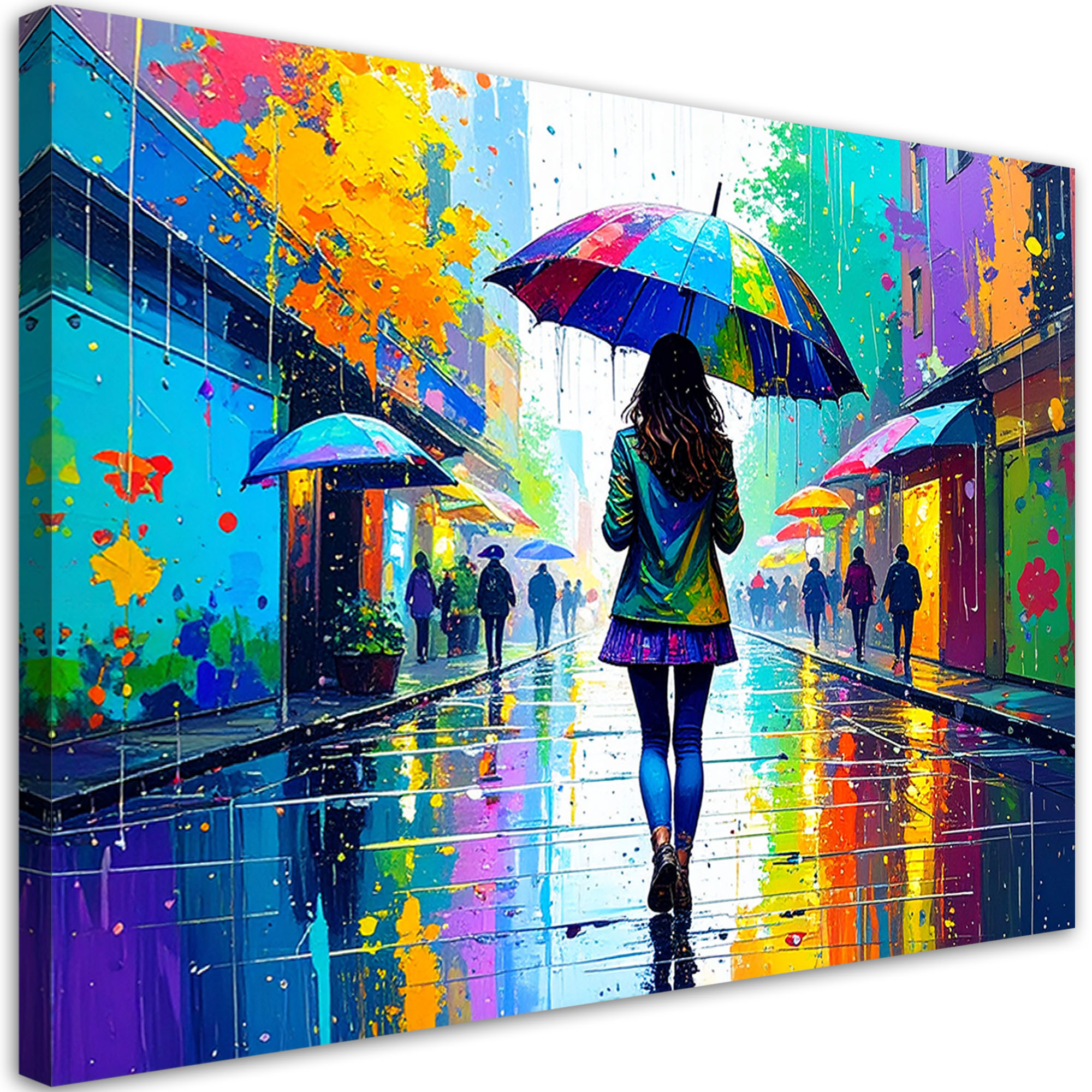 Obraz do salonu biura jadalni, Dziewczyna z parasolką Street art 30x20