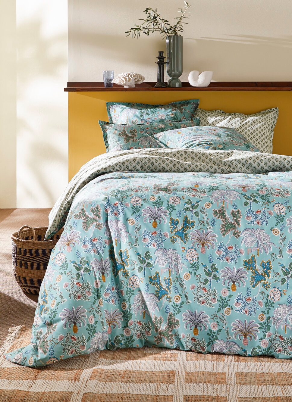 HOUSSE DE COUETTE EN PERCALE GRANADA BLEU GRIS