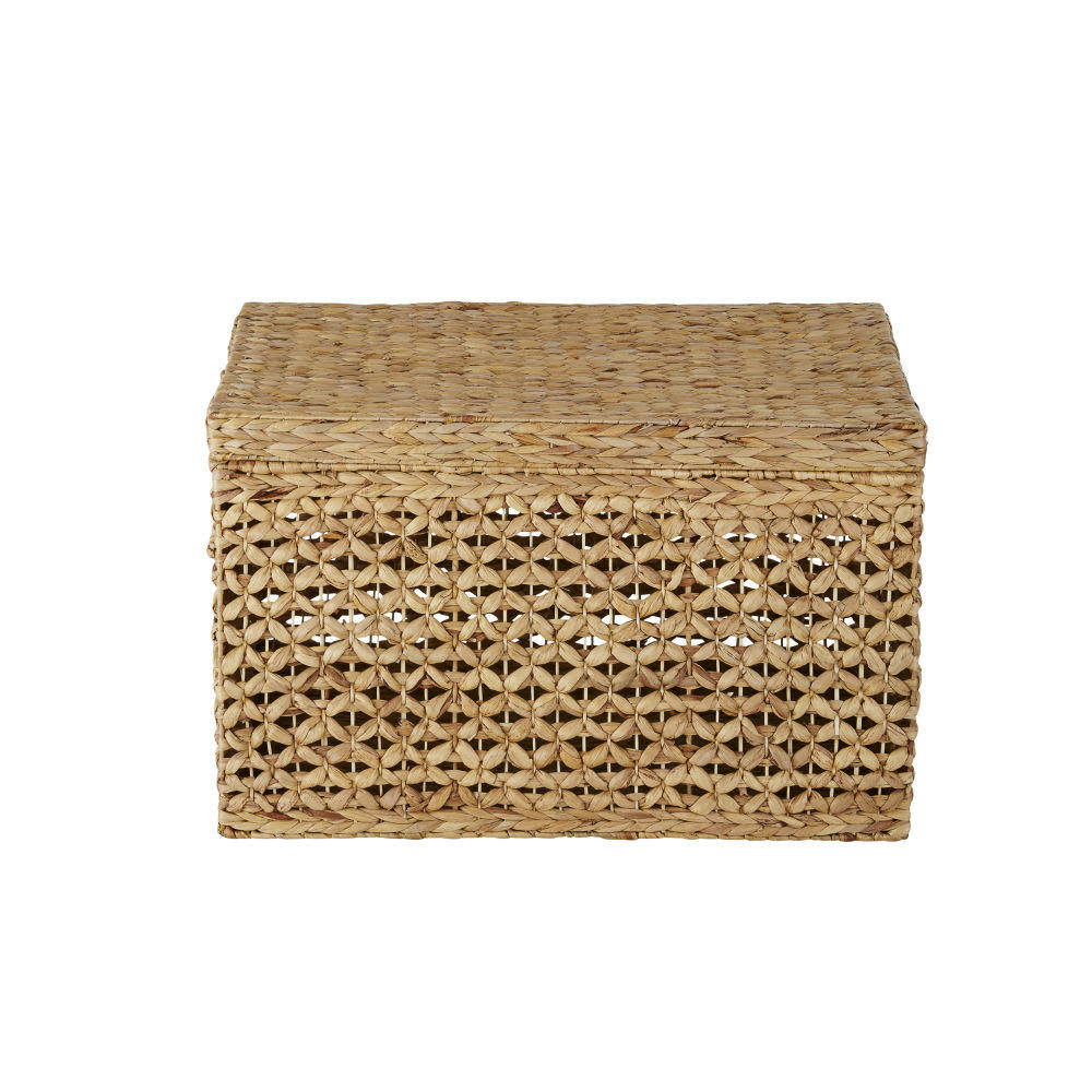 KAMIL - Malle en jacynthe d'eau tressée et métal