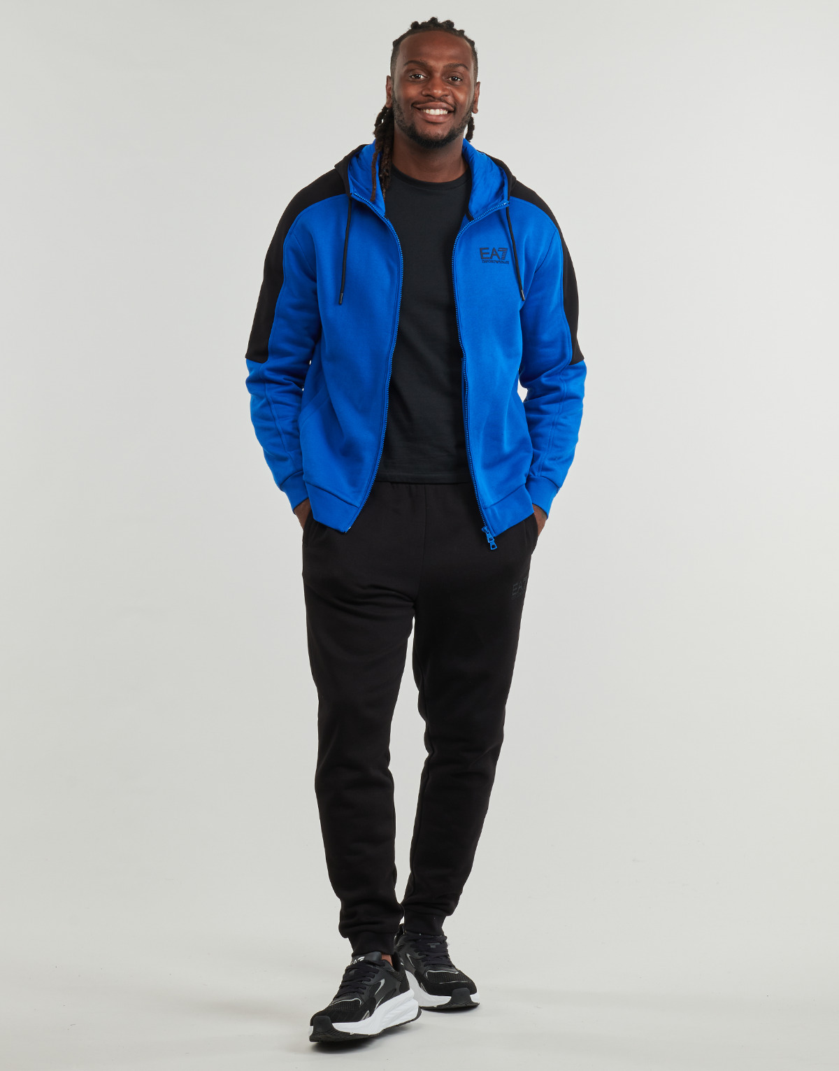 Emporio Armani EA7 - VISIBILITY TRACKSUIT - Black / Blue