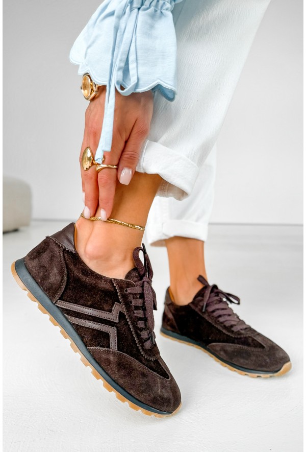Zamszowe sneakersy Reneva ciemny brąz