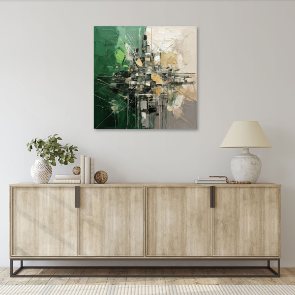 Feeby Obraz, Abstrakcja Geometryczna Zieleń 30x30