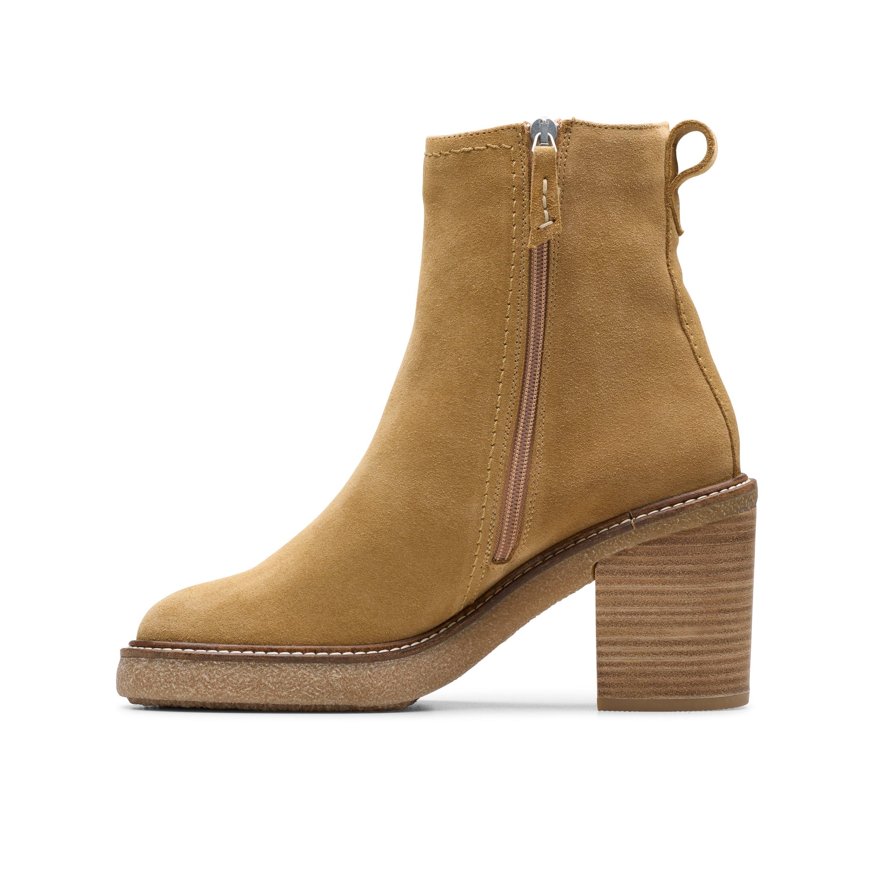 Clarks Cassiano Zip Ankle Boot Light Tan Suede Ankle Boots