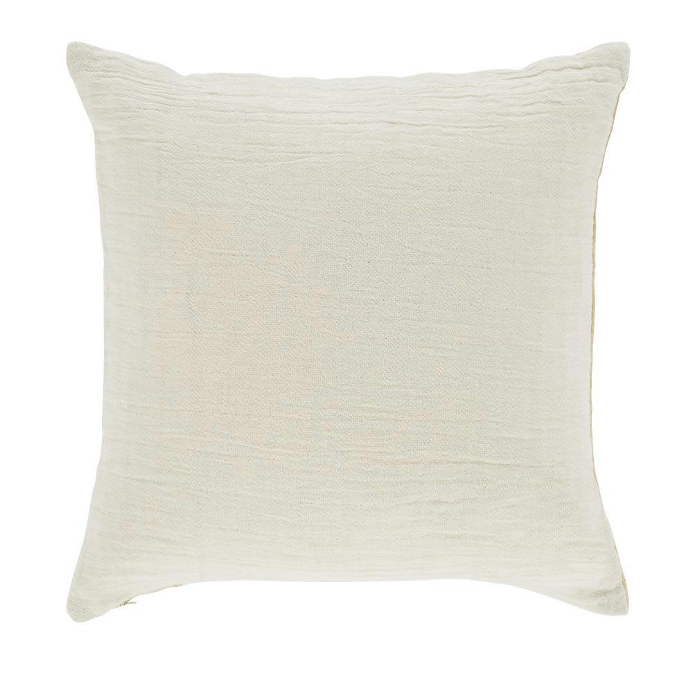 ALANO - Coussin en gaze de coton et lin jaune sable 45x45